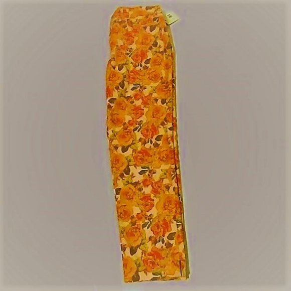 Madison Vintage Orange Combo Floral Crop Leg Pants Size 6 NWT - Picture 3 of 7